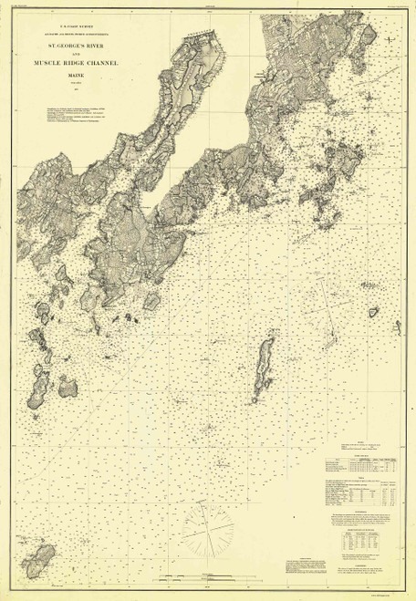 St. George River and Muscle Ridge Channel 1870 - Old Map Nautical Chart AC Harbors 3 312 - Maine