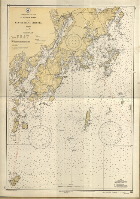 St. George River and Muscle Ridge Channel 1929 - Old Map Nautical Chart AC Harbors 3 312 - Maine