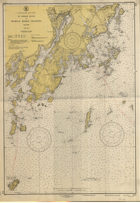 St. George River and Muscle Ridge Channel 1946 - Old Map Nautical Chart AC Harbors 3 312 - Maine