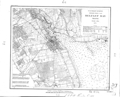 Belfast Harbor 1874 - Old Map Nautical Chart AC Harbors 3 319 - Maine