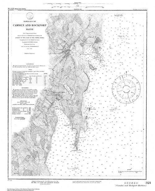 Harbors of Camden and Rockport 1916 - Old Map Nautical Chart AC Harbors 3 321 - Maine
