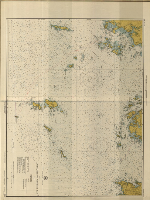 Approaches to Penobscot Bay 1950 - Old Map Nautical Chart AC Harbors 3 322 - Maine
