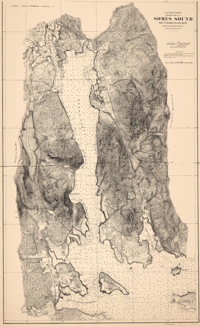 Somes Sound 1871 A - Old Map Nautical Chart AC Harbors 4 290 - Maine