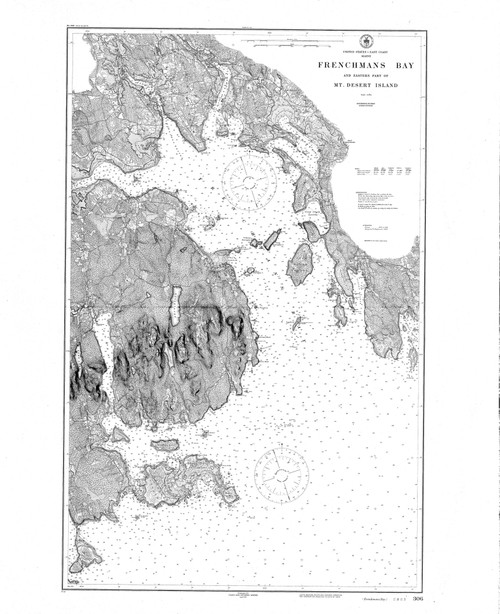 Frenchmans Bay and Eastern Part of Mount Desert Harbor 1916 - Old Map Nautical Chart AC Harbors 4 306 - Maine