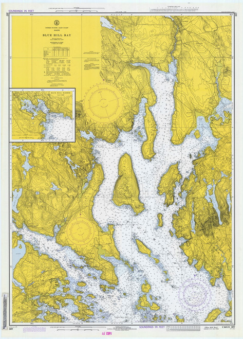 Blue Hill Bay 1973 - Old Map Nautical Chart AC Harbors 4 307 - Maine