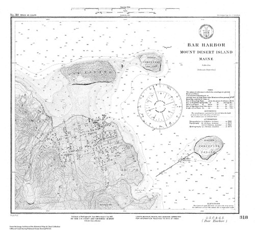 Bar Harbor 1917 b&w - Old Map Nautical Chart AC Harbors 4 318 - Maine