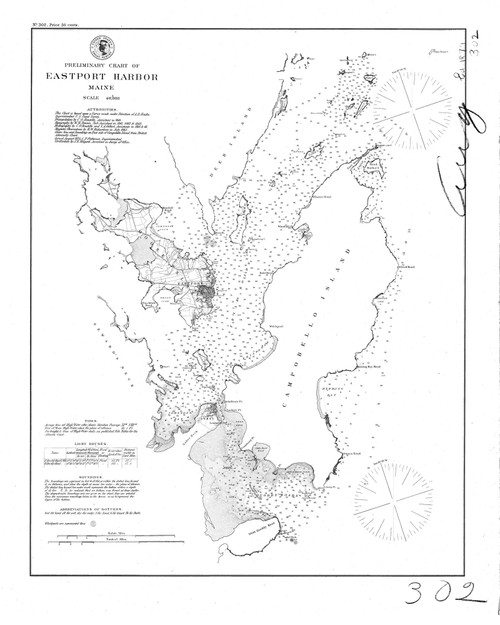 Eastport Harbor 1874 - Old Map Nautical Chart AC Harbors 5 302A - Maine