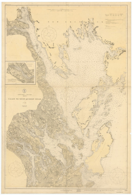 Calais to West Quoddy Head 1919 - Old Map Nautical Chart AC Harbors 5 801 - Maine