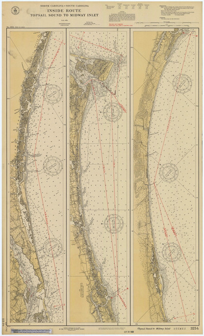Topsail Sound to Midway Inlet 1929 - Old Map Nautical Chart AC Harbors 3254 - North Carolina