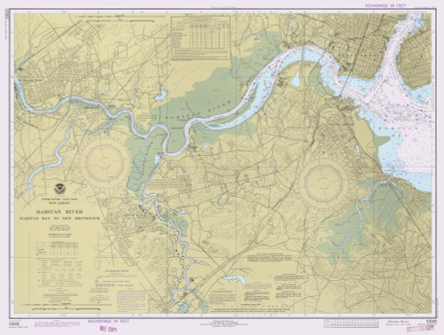 Raritan River Raritan Bay to New Brunswick 1977 - Old Map Nautical Chart AC Harbors 375 - New Jersey