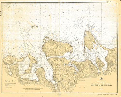 Oyster and Huntington Bays 1920 A - Old Map Nautical Chart AC Harbors 224 - New York
