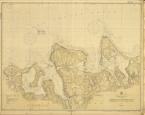 Oyster and Huntington Bays 1920 B - Old Map Nautical Chart AC Harbors 224 - New York