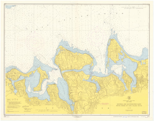 Oyster and Huntington Bays 1954 - Old Map Nautical Chart AC Harbors 224 - New York