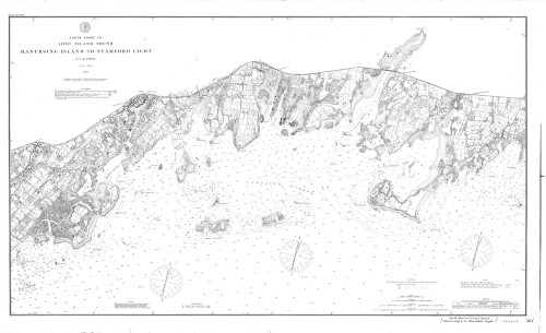Manursing Island to Stamford Light 1889 - Old Map Nautical Chart AC Harbors 361 - New York