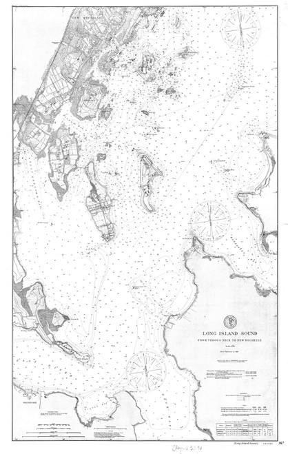From Throgs Neck to New Rochelle 1891 - Old Map Nautical Chart AC Harbors 361 - New York