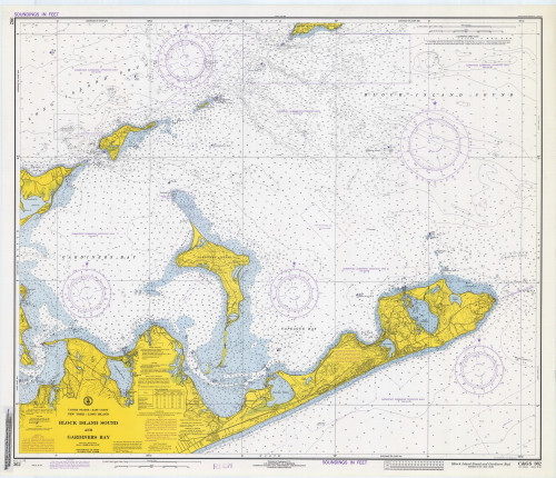 Block Island Sound and Gardiners Bay 1972 - Old Map Nautical Chart AC Harbors 362 - New York