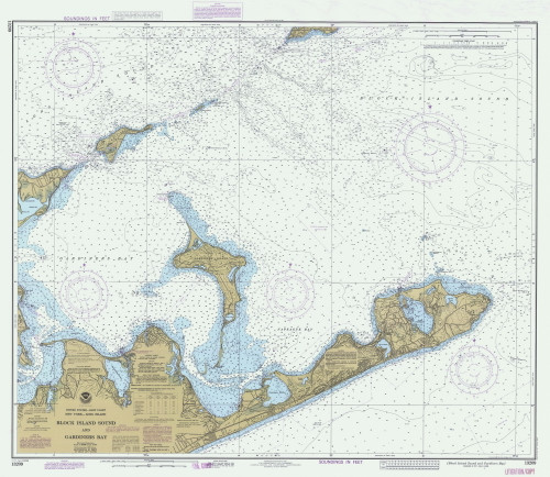 Block Island Sound and Gardiners Bay 1984 - Old Map Nautical Chart AC Harbors 13209 - New York
