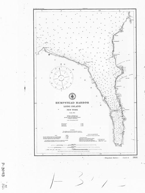 Hempstead Harbor 1905 B - Old Map Nautical Chart AC Harbors 366 - New York