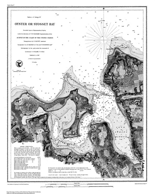 Oyster Bay 1847 B - Old Map Nautical Chart AC Harbors 367 - New York