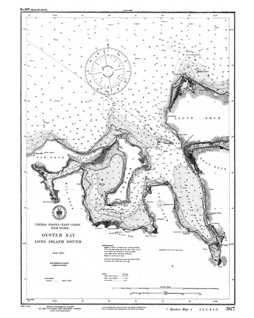 Oyster Bay 1916 B - Old Map Nautical Chart AC Harbors 367 - New York