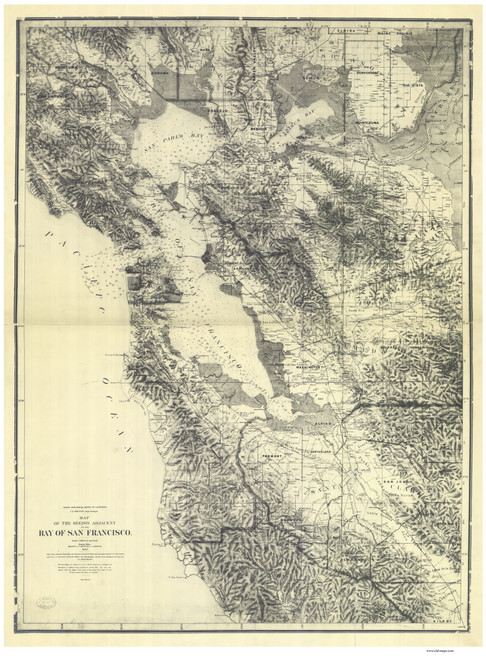 San Francisco Bay Area 1873 Nautical Map Reprint 5500 California - Big Area 1890s