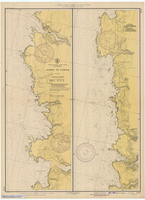 Albion to Caspar 1943 - Old Map Nautical Chart PC Harbors 5711 - California