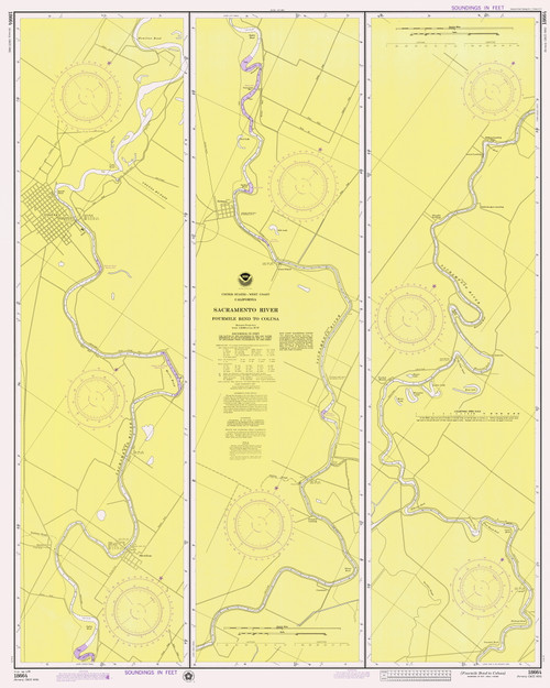 Sacramento River - Fourmile Bend to Colusa 1976 - Old Map Nautical Chart PC Harbors 18664 - California