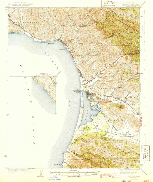 Cayucos, California 1943 (1943) USGS Old Topo Map 15x15 Quad