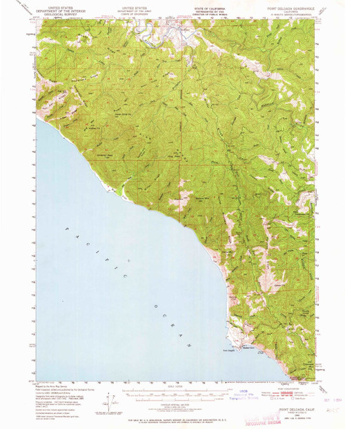 Point Delgada, California 1949 (1964) USGS Old Topo Map 15x15 Quad