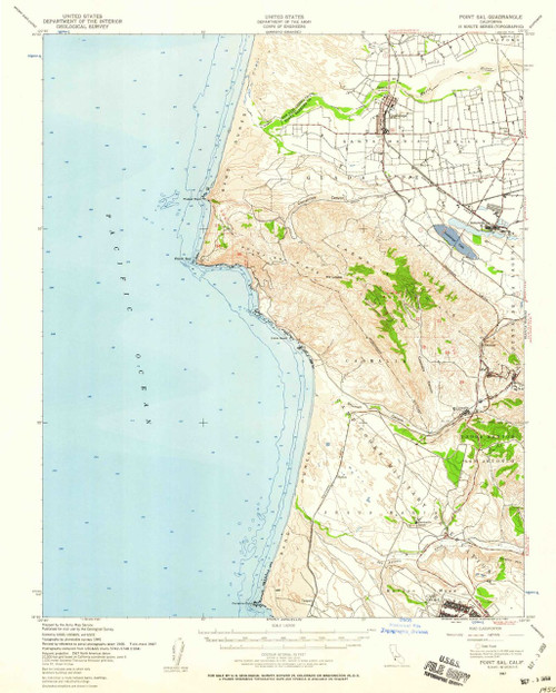 Point Sal, California 1947 (1959) USGS Old Topo Map 15x15 Quad