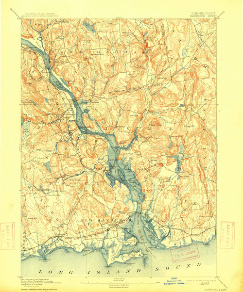 Saybrook, Connecticut 1893 (1915) USGS Old Topo Map 15x15 Quad
