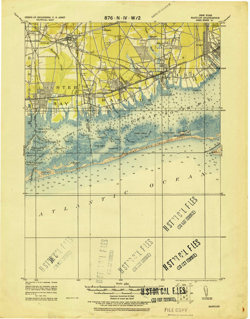 Babylon, New York 1919 (1919) USGS Old Topo Map 15x15 Quad