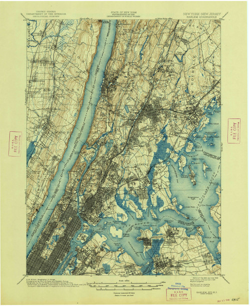 Harlem, New York 1900 (1948) USGS Old Topo Map 15x15 Quad