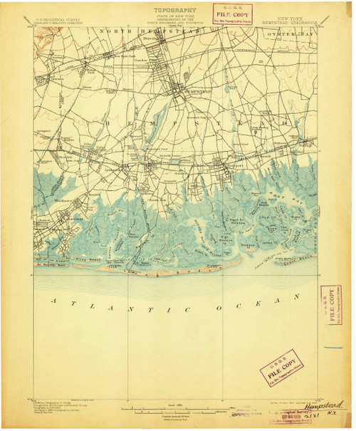 Hempstead, New York 1903 (1905) USGS Old Topo Map 15x15 Quad