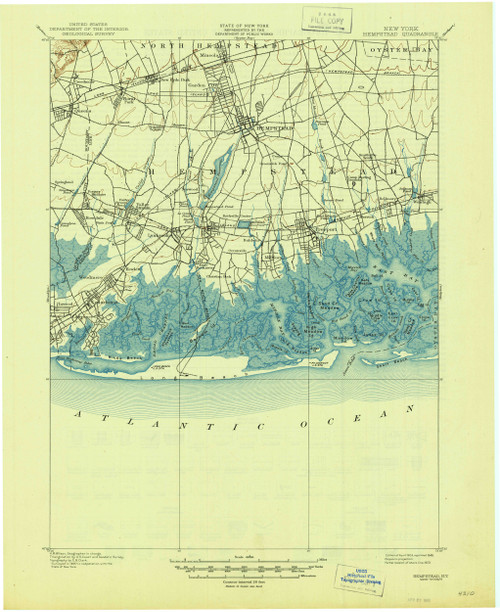 Hempstead, New York 1903 (1945) USGS Old Topo Map 15x15 Quad