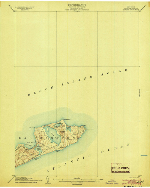 Montauk, New York 1904 (1904b) USGS Old Topo Map 15x15 Quad