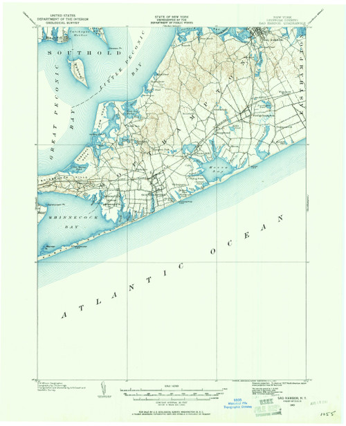 Sag Harbor, New York 1903 (1903) USGS Old Topo Map 15x15 Quad