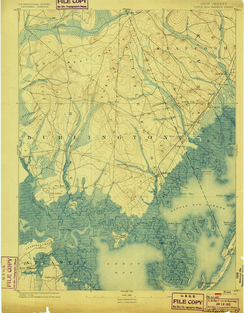 Little Egg Harbor, New Jersey 1893 (1899) USGS Old Topo Map 15x15 Quad