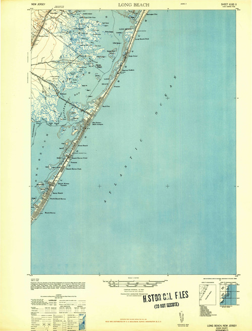 Long Beach, New Jersey 1948 (1948b) USGS Old Topo Map 15x15 Quad
