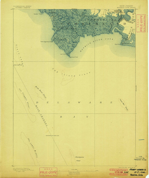 Maurice Cove, New Jersey 1891 (1900) USGS Old Topo Map 15x15 Quad