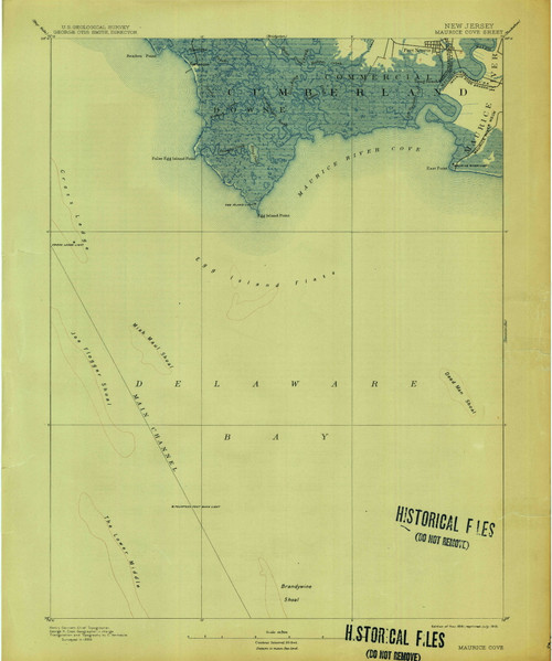 Maurice Cove, New Jersey 1891 (1913) USGS Old Topo Map 15x15 Quad