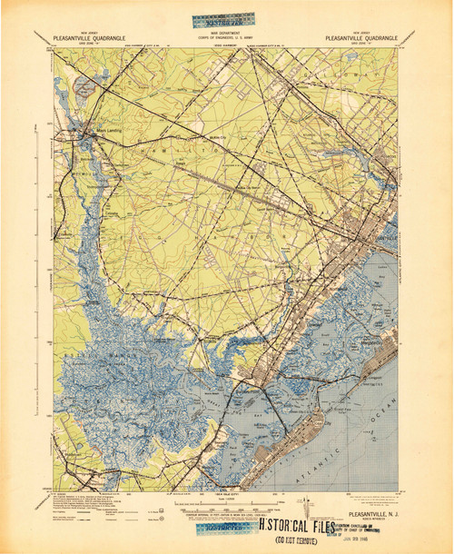Pleasantville, New Jersey 1942 (1942a) USGS Old Topo Map 15x15 Quad