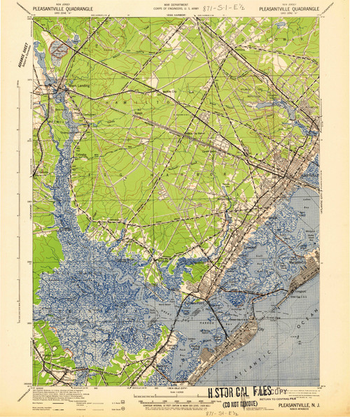 Pleasantville, New Jersey 1942 (1942b) USGS Old Topo Map 15x15 Quad
