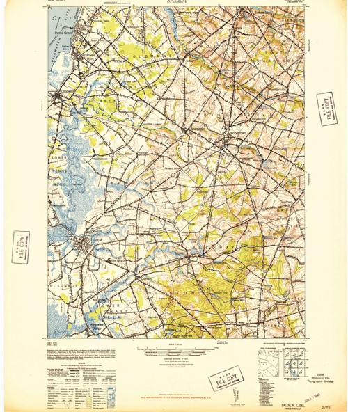Salem, New Jersey 1948 (1948b) USGS Old Topo Map 15x15 Quad