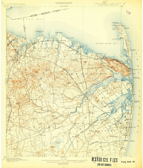 Sandy Hook, New Jersey 1901 (1907) USGS Old Topo Map 15x15 Quad