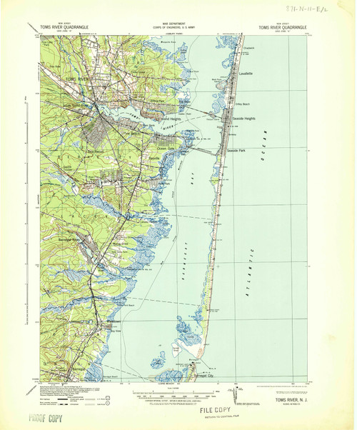 Toms River, New Jersey 1941 (1941) USGS Old Topo Map 15x15 Quad