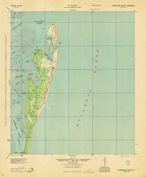 Cumberland Island, Georgia 1945 (1945) USGS Old Topo Map 15x15 Quad