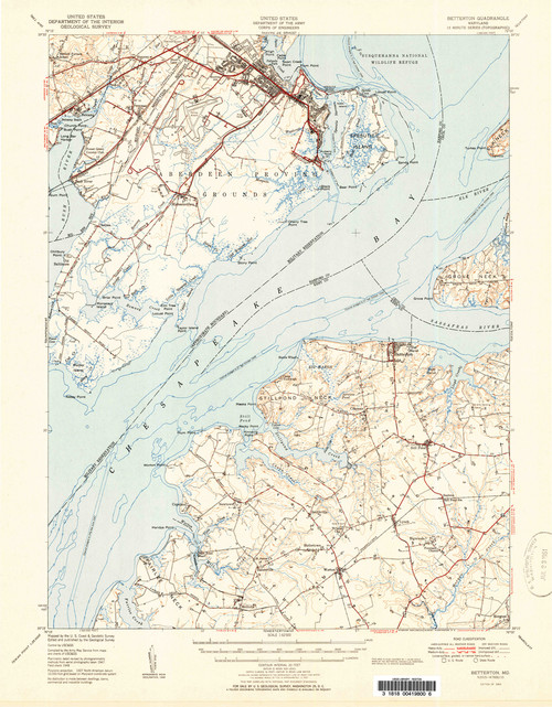Betterton, Maryland 1951 (1951b) USGS Old Topo Map 15x15 Quad