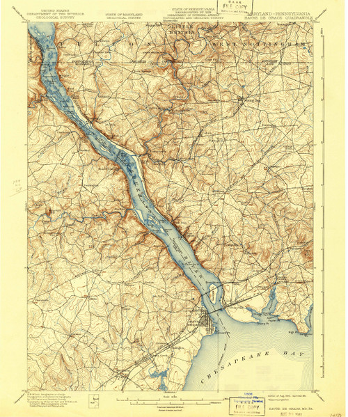 Havre De Grace, Maryland 1900 (1941) USGS Old Topo Map 15x15 Quad