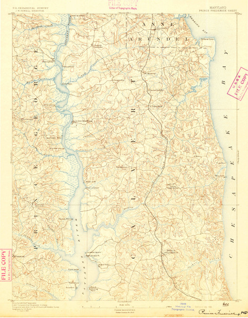 Prince Frederick, Maryland 1892 (1892) USGS Old Topo Map 15x15 Quad